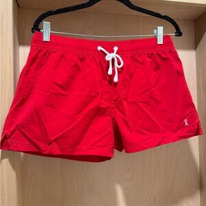 Vintage Ringspun Men’s Short Red Swim Shorts with Drawstring NEW Size Medium